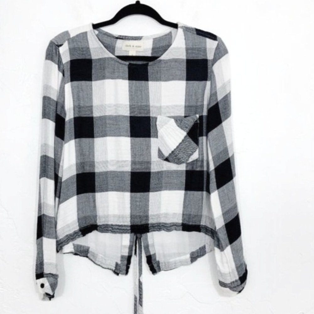 Anthropologie Cloth & Stone Plaid Top